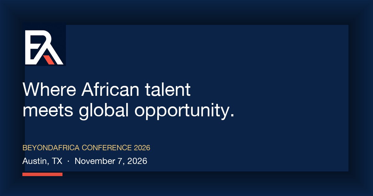 BeyondAfrica Conference 2026 branded card with logo and Austin, TX date