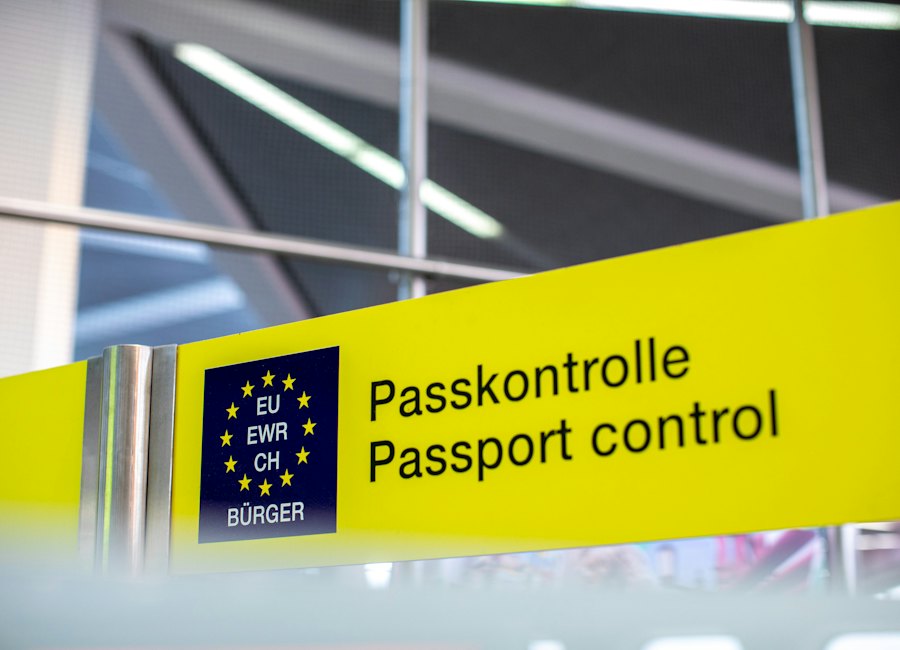 Airport passport control signage